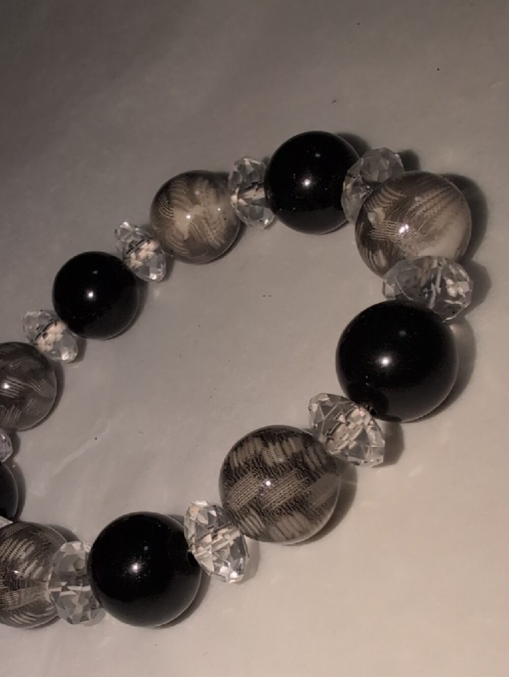 ❤️‍🔥10/$10❤️‍🔥 Black and Gray Faux Beaded Stretchy Bracelet - Picture 3 of 5